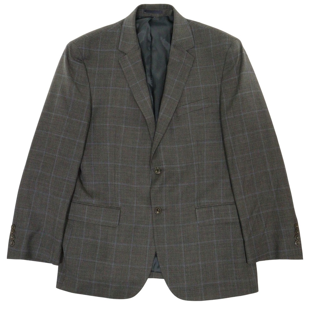 Jos A Bank 1905 Sport Coat Tailored Fit Windowpane Gray Nativa Organic Wool 42R‎